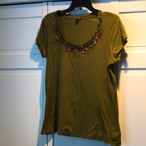 EDDIE BAUER Beaded Scoop Neck Shirt